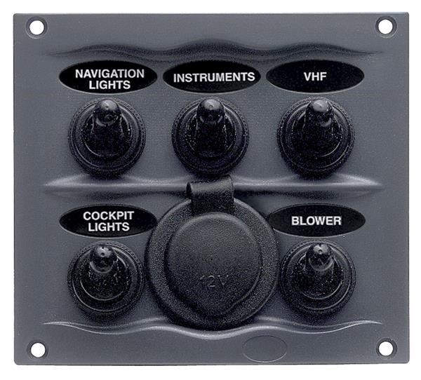 BEP Compact Marine Waterproof Panel  5 Switch Blk (900-5WPS)