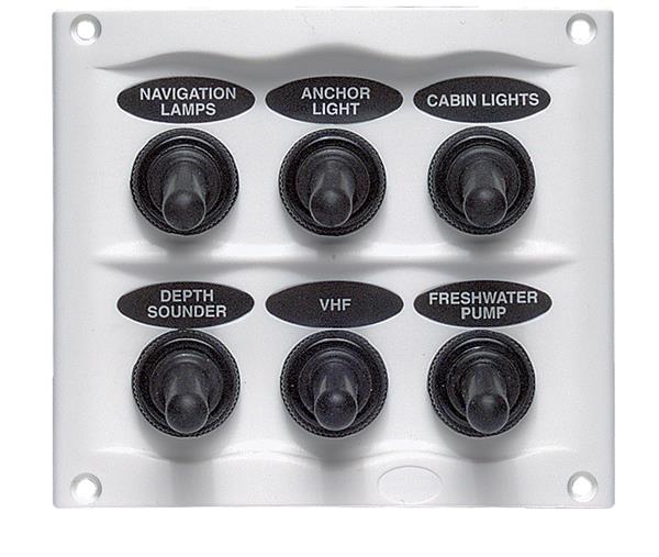 BEP Compact Marine Waterproof Panel  6 Switch Wht (900-6WPW)