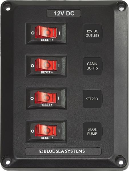 Blue Sea Panel Below Deck 12v Dc Cb 4 Pos