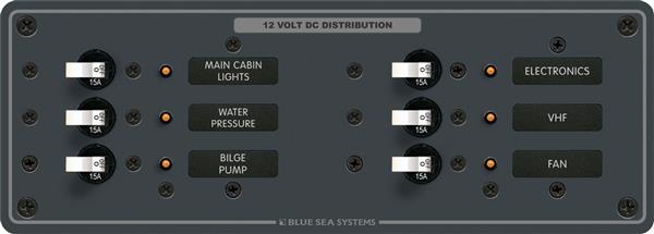 Blue Sea Panel Dc 6 Pos Horizontal