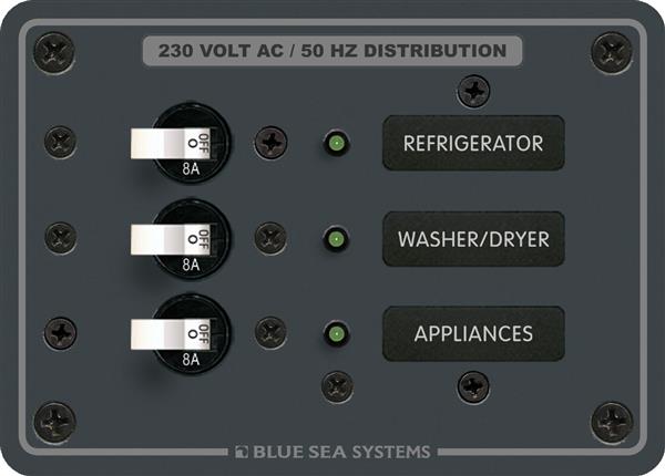 Blue Sea Panel 230vac 3 Circuit Breaker