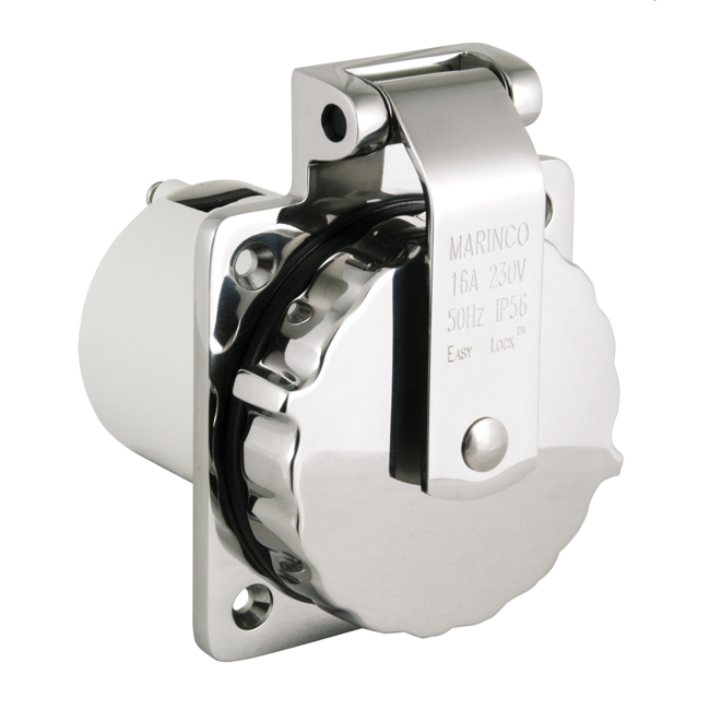 Marinco 16A Inlet Stainless Steel EZ Lock