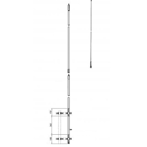 Procom 7.5m Transmit/Recieve Whip Antenna for LF,MF and HF Bands SSB